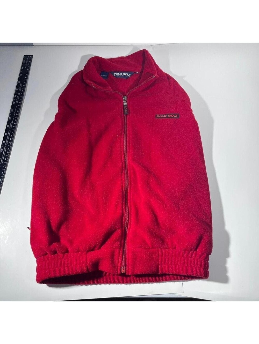 Vintage Polo Golf Ralph Lauren Red Fleece Full Zip Vest Men's Small